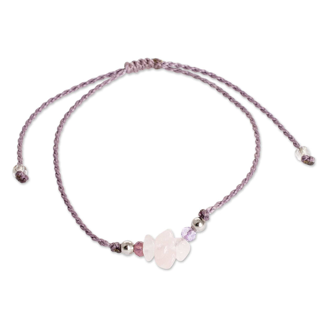 Handmade Rose Quartz and Crystal Pendant Bracelet - Tropical Healing Trio
