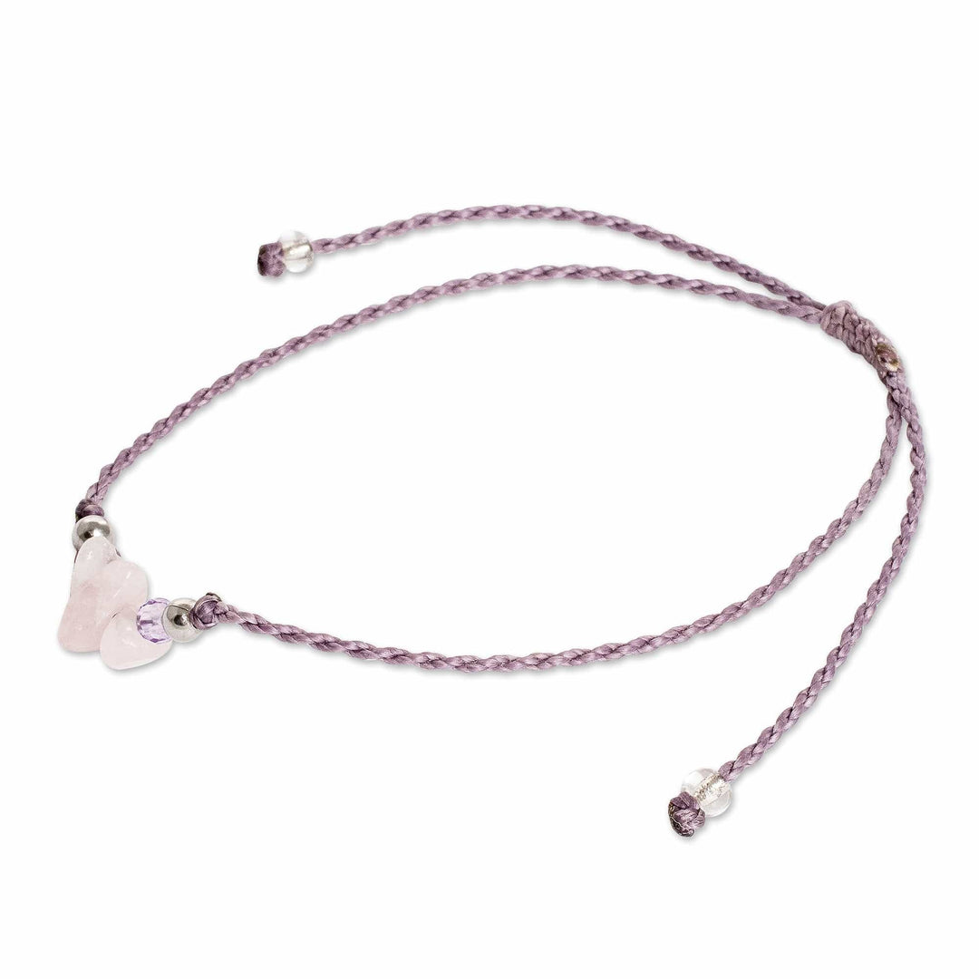 Handmade Rose Quartz and Crystal Pendant Bracelet - Tropical Healing Trio