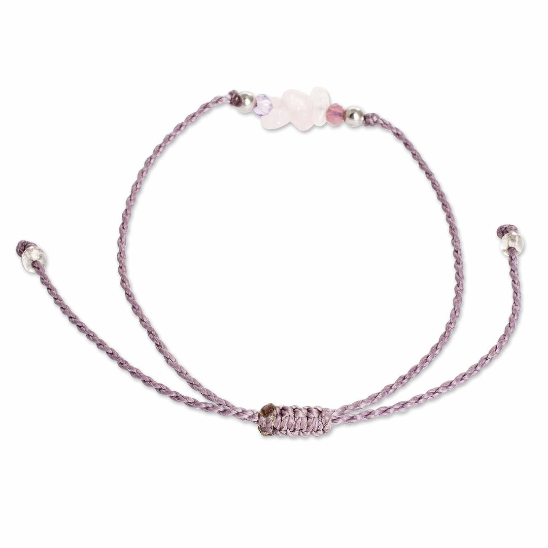 Handmade Rose Quartz and Crystal Pendant Bracelet - Tropical Healing Trio