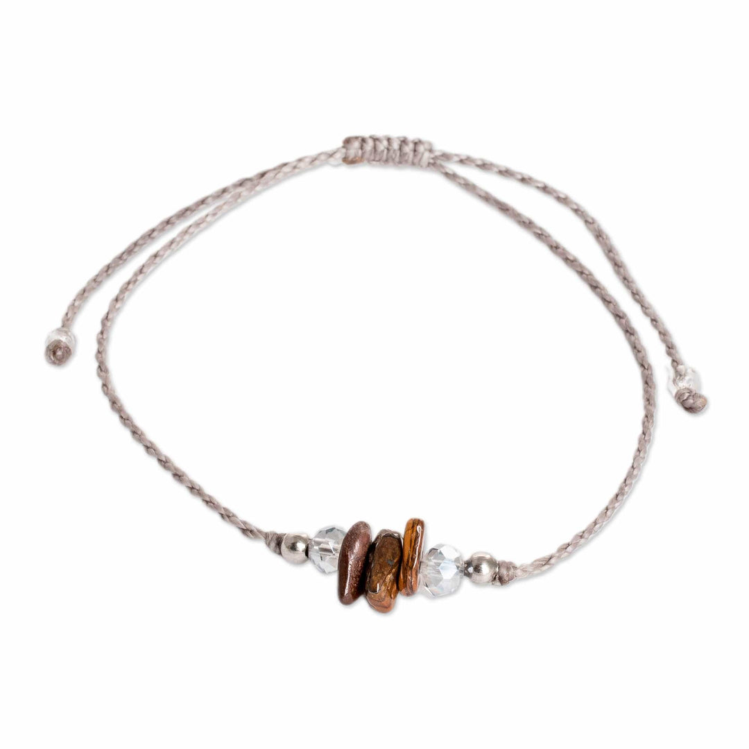 Handcrafted Tiger's Eye and Crystal Pendant Bracelet - Tropical Courageous Trio