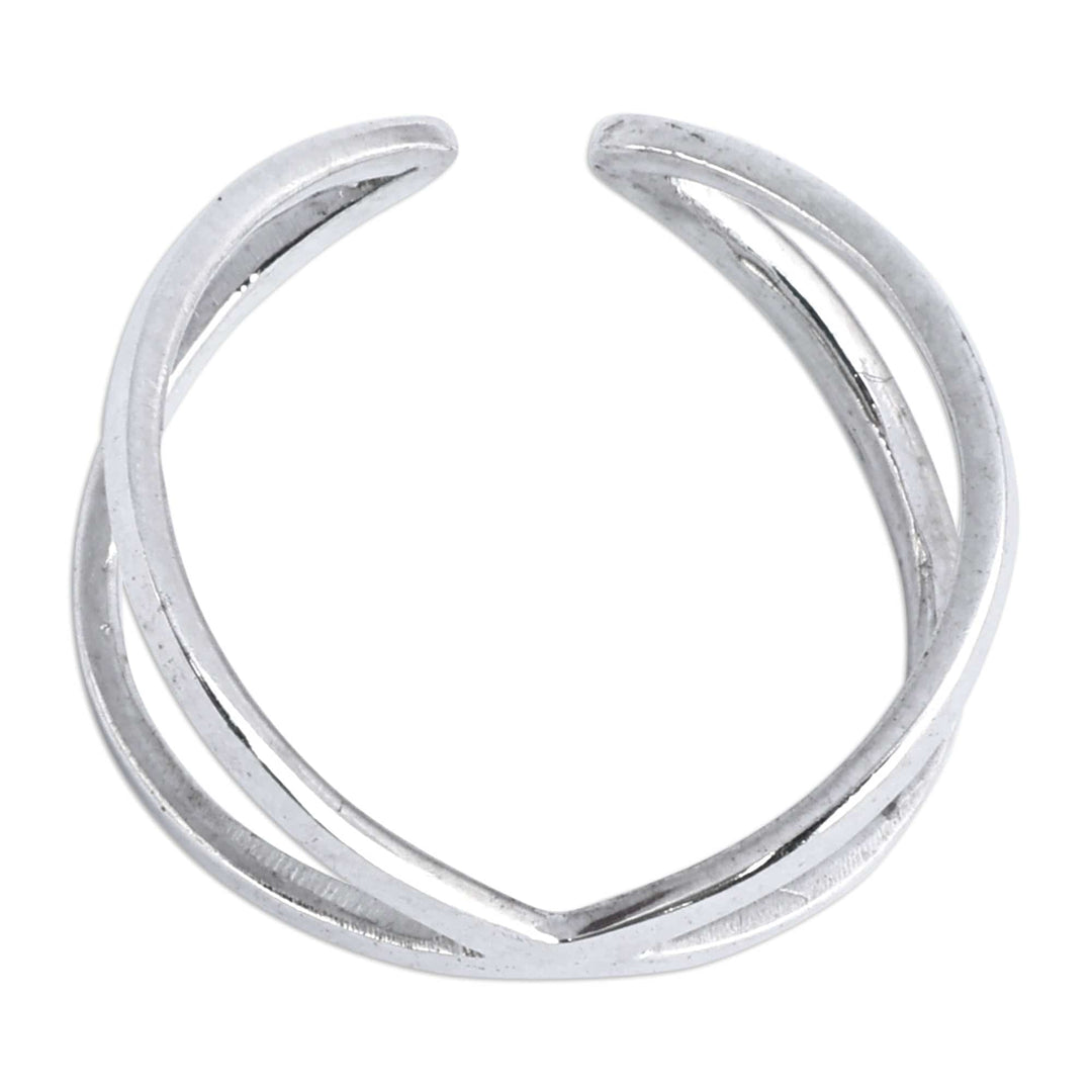 High-Polished Modern Abstract Sterling Silver Wrap Ring - Cosmic Dimension