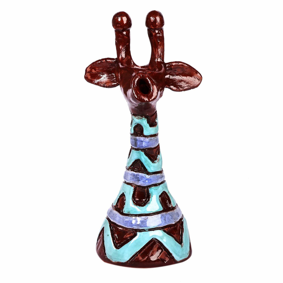 Wavy Purple and Blue Ceramic Giraffe Sculpture from Armenia - Wavy Giraffe
