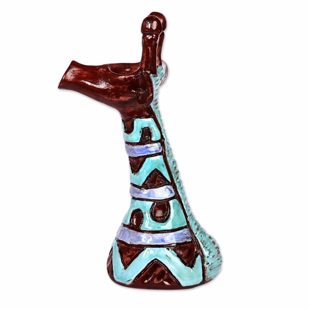 Wavy Purple and Blue Ceramic Giraffe Sculpture from Armenia - Wavy Giraffe