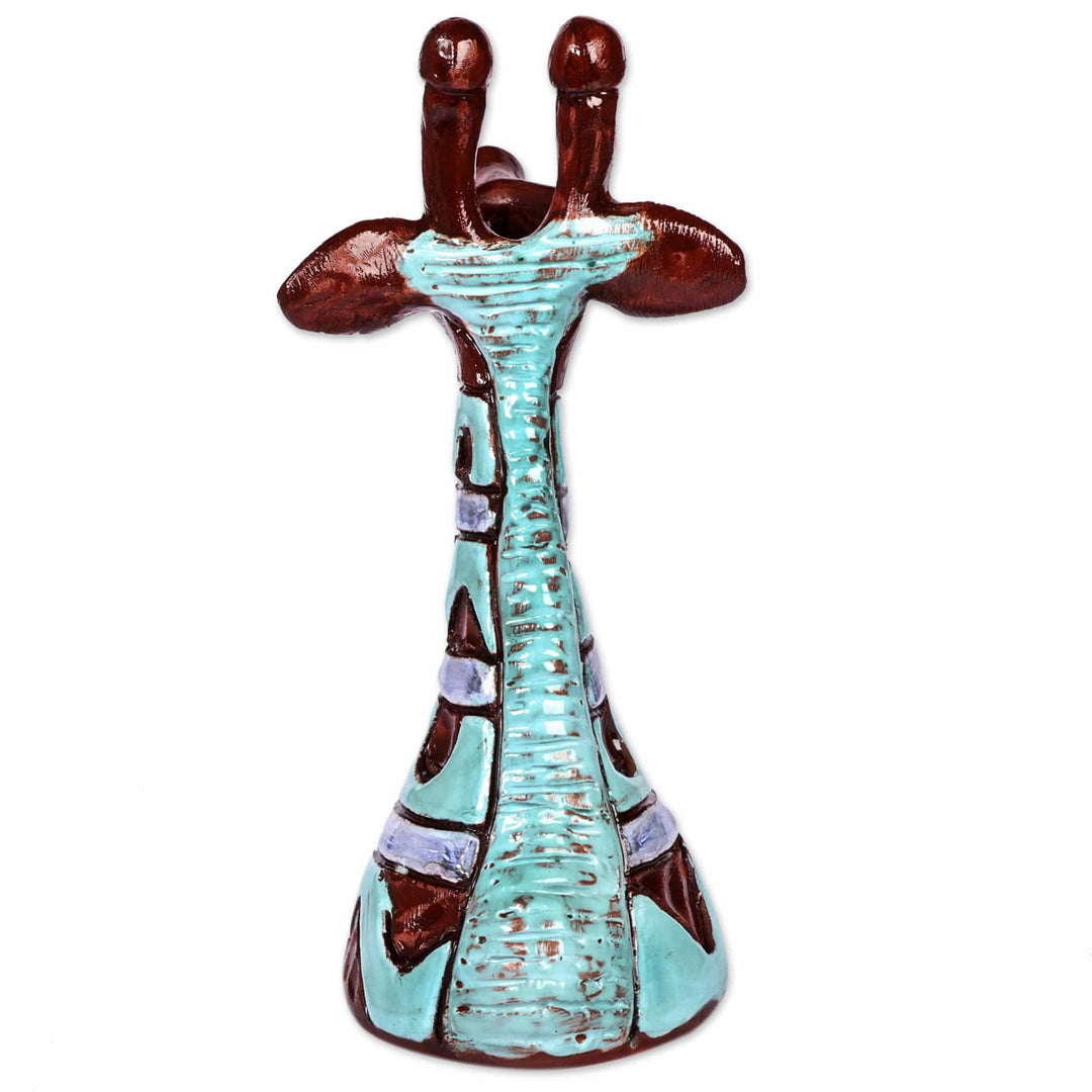 Wavy Purple and Blue Ceramic Giraffe Sculpture from Armenia - Wavy Giraffe