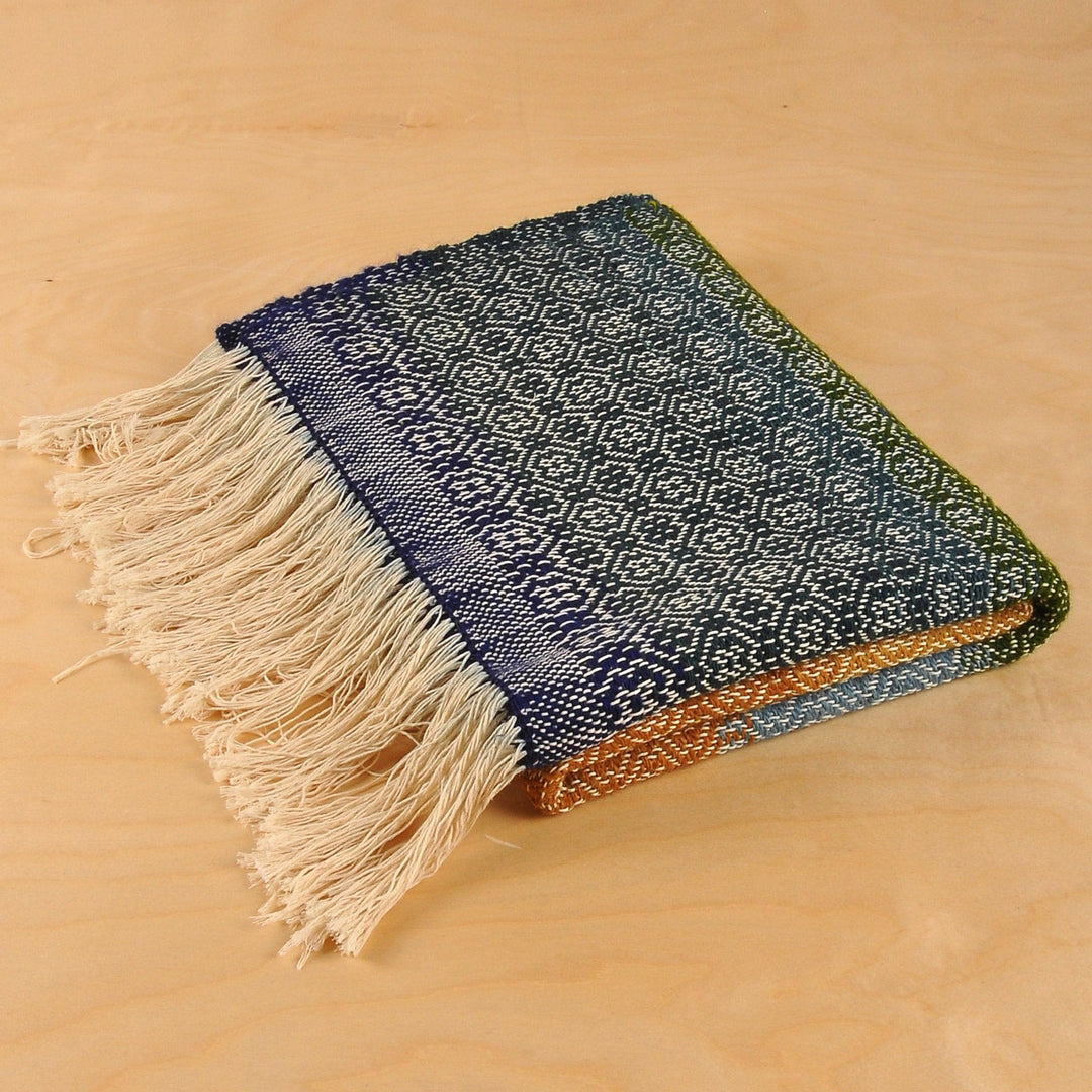Multicolored and Striped Wool Throw Hand-Woven in Armenia - Cozy Stripes
