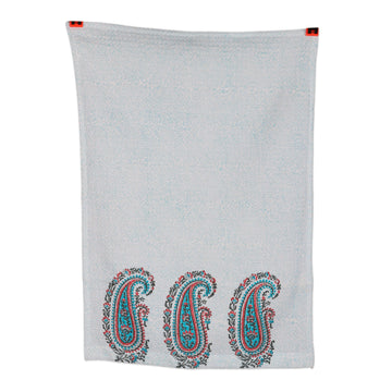 2 Cotton Dish Towels with Hand-Block Printed Paisley Motifs - Paisley Fantasy