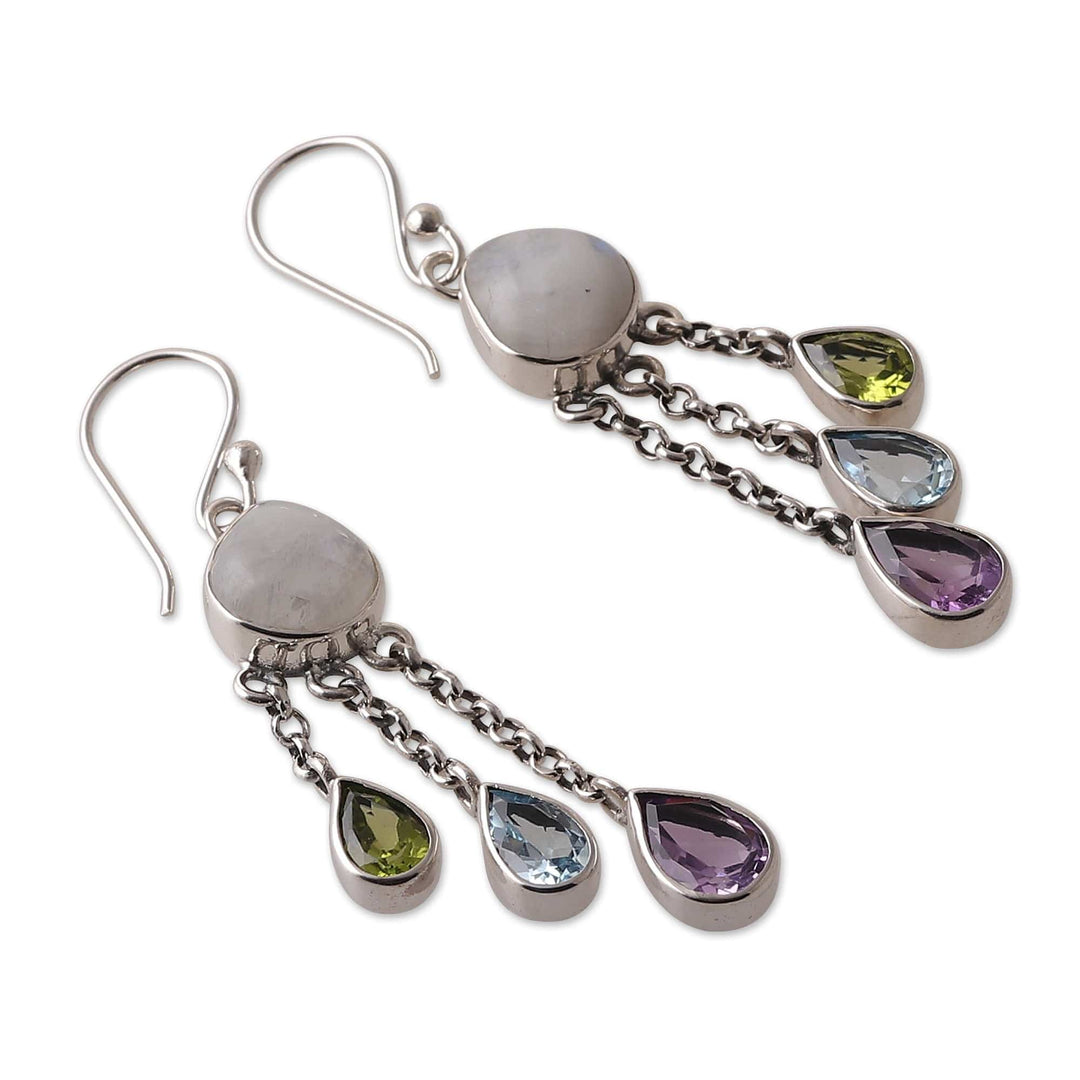 Five-Carat Multi-Gemstone Chandelier Earrings from India - Jewel Palace