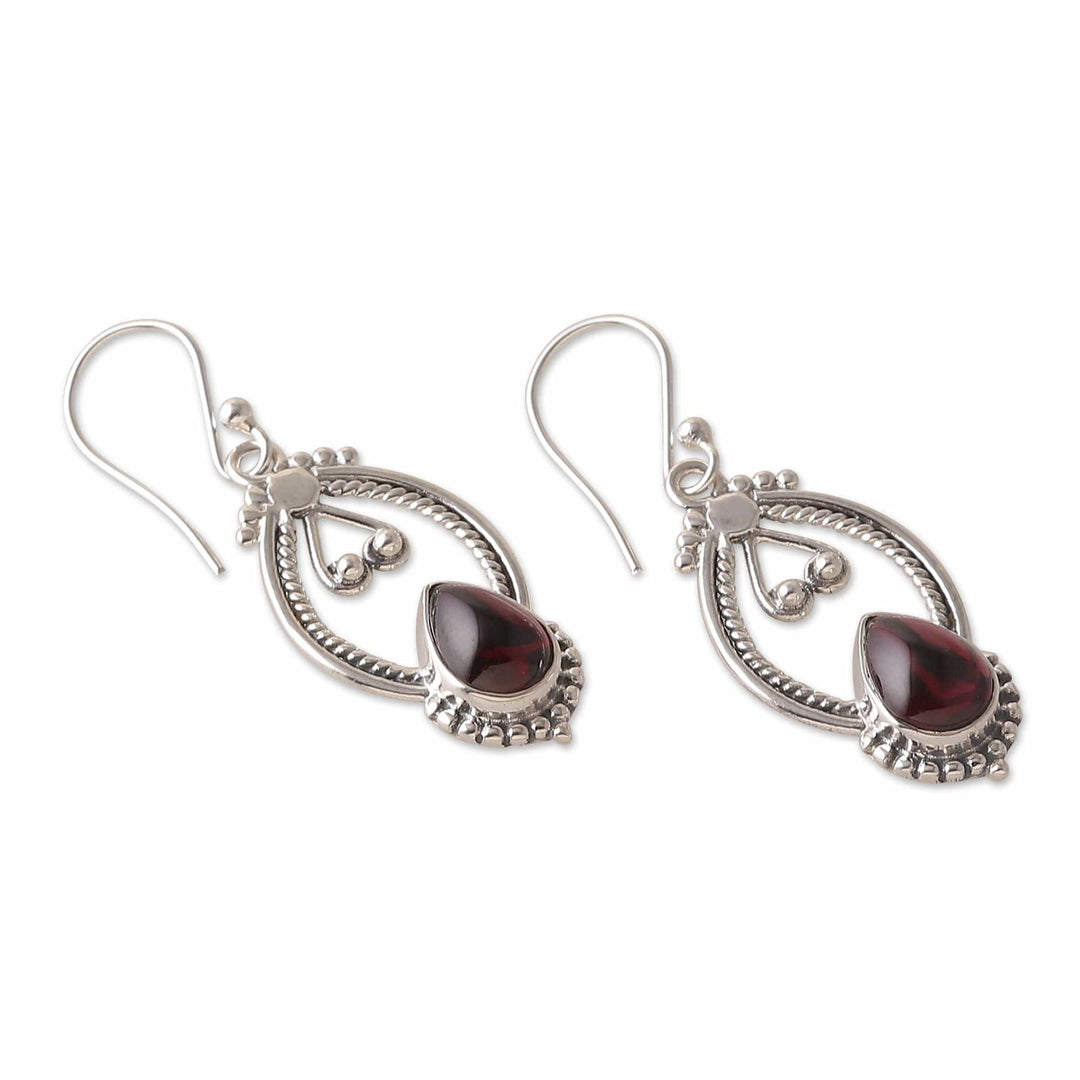 Classic Natural Garnet and Sterling Silver Dangle Earrings - Passion Manor