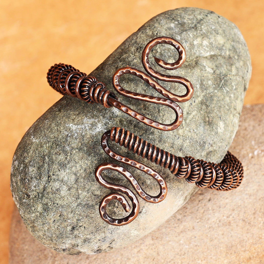 Antiqued-Finished Classic Copper Cuff Bracelet from Armenia - Fortunate Femininity
