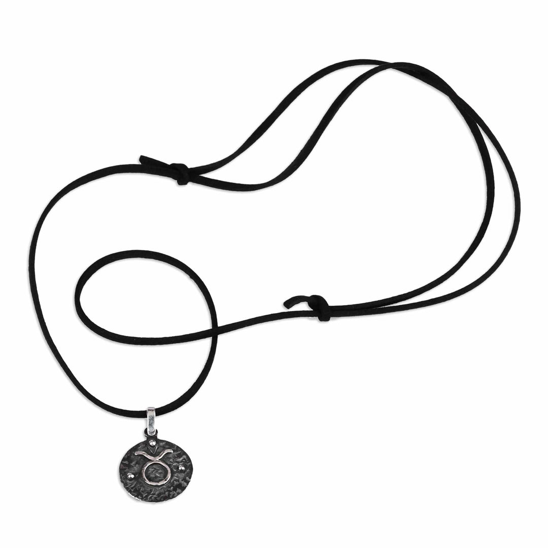 Sterling Silver Taurus Pendant Necklace with Adjustable Cord - Terrific Taurus