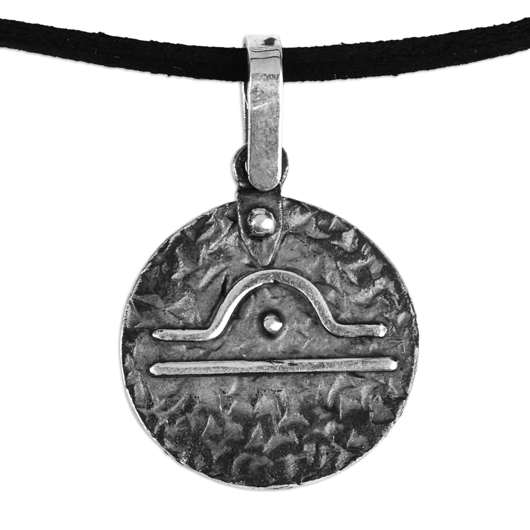 Sterling Silver Libra Pendant Necklace with Adjustable Cord - Lovely Libra