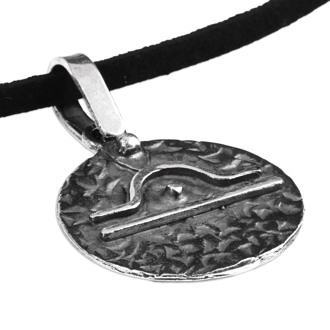 Sterling Silver Libra Pendant Necklace with Adjustable Cord - Lovely Libra