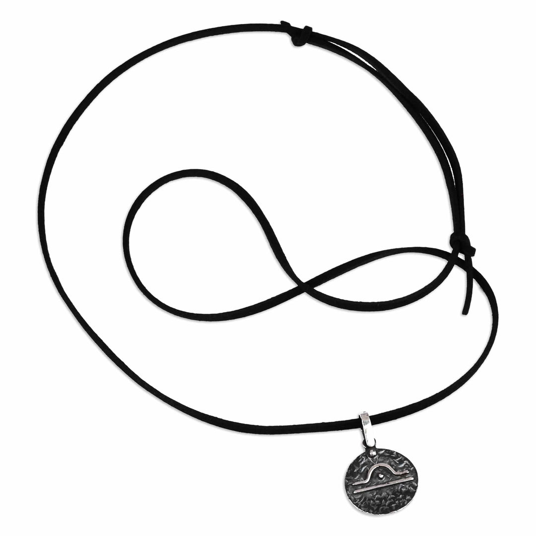 Sterling Silver Libra Pendant Necklace with Adjustable Cord - Lovely Libra