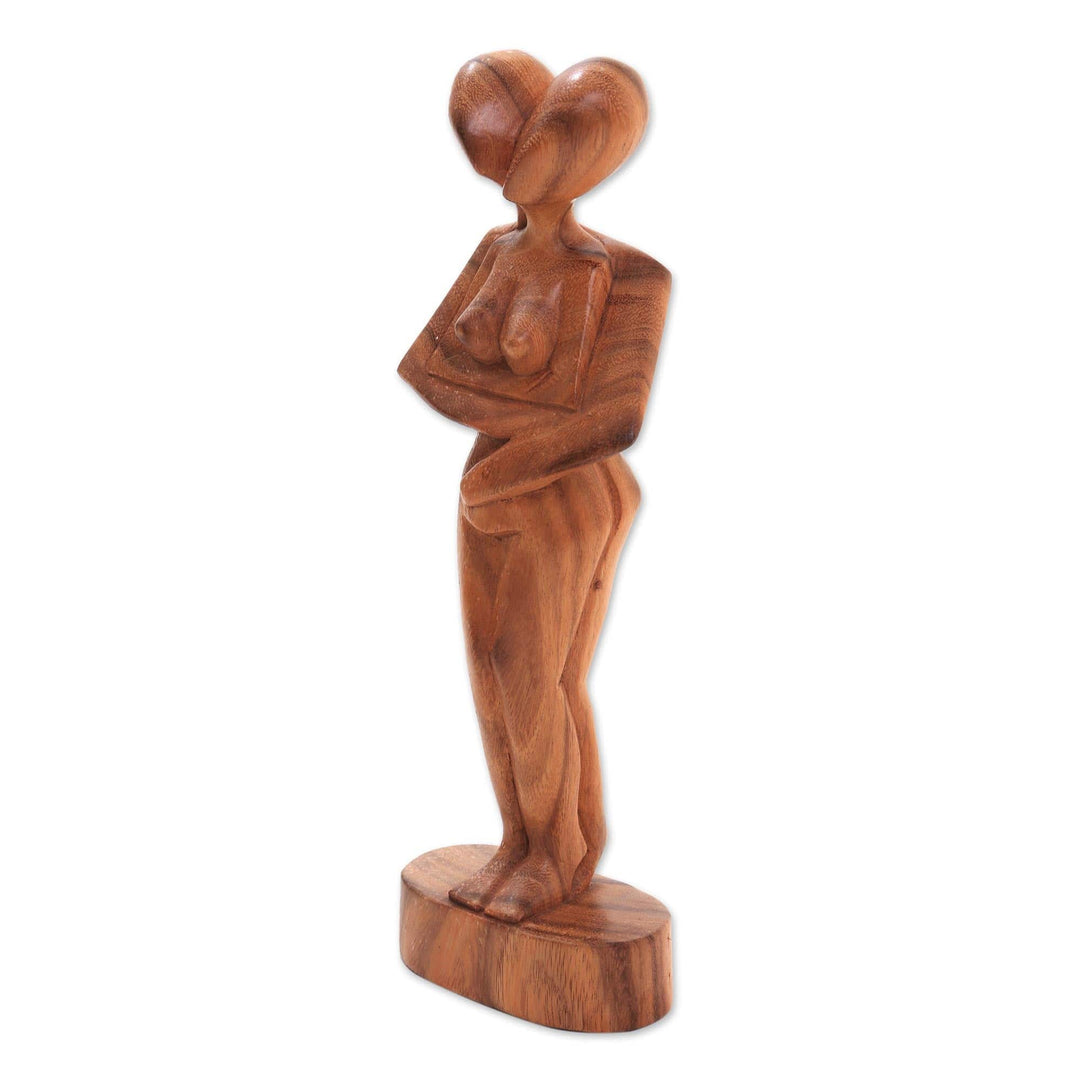 Romantic Suar Wood Sculpture - Don't Let Go