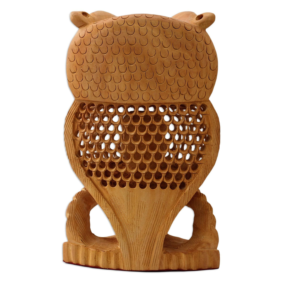 Wood Bird Sculpture - Night Owl