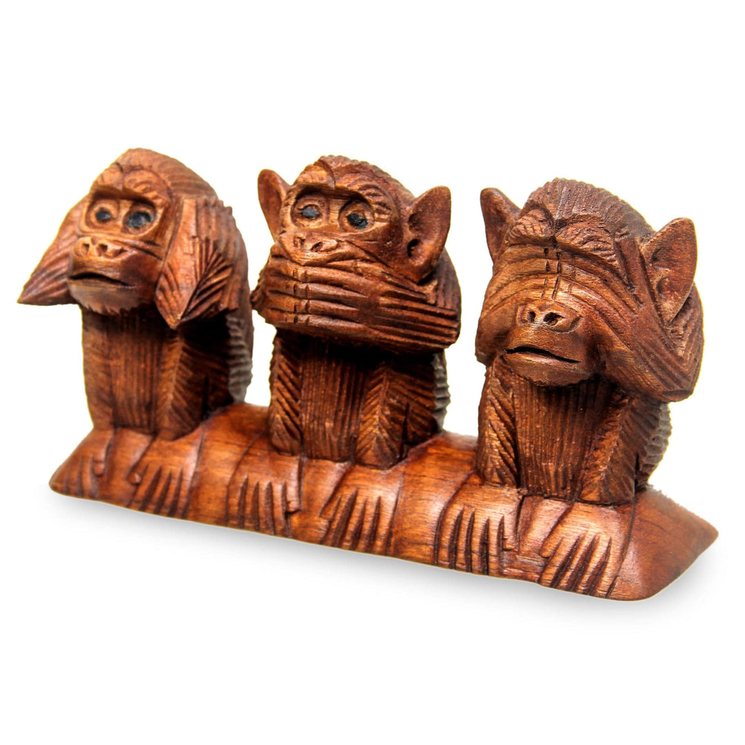 Wood Sculpture from Indonesia - Three Wise Monkeys