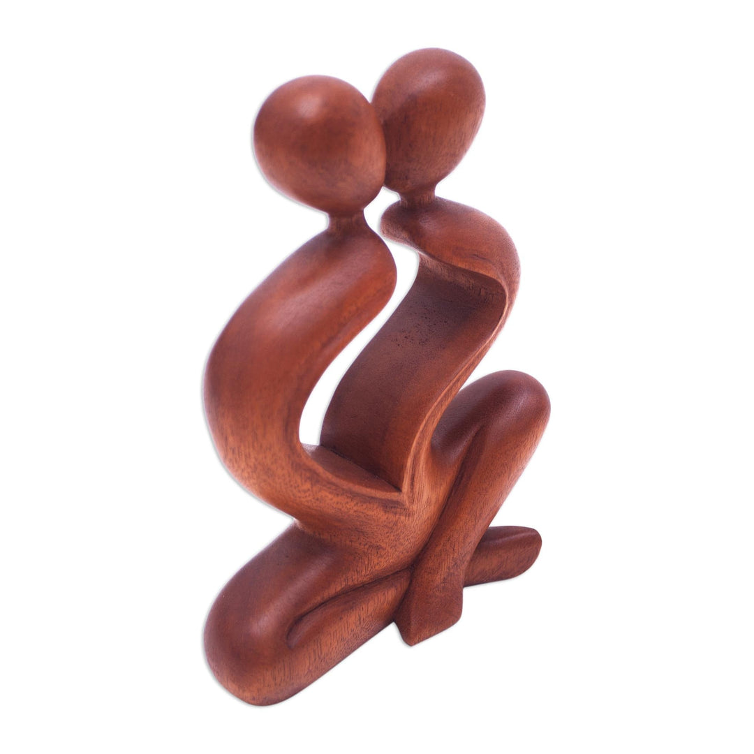 Romantic Wood Sculpture - Heartfelt Kiss
