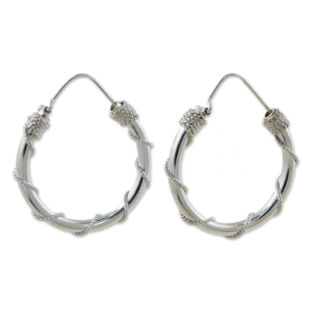 Fair Trade Sterling Silver Hoop Earrings - Nautical Hoops