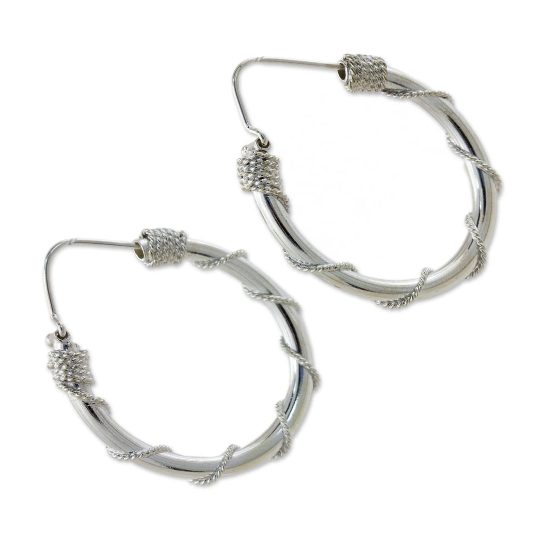 Fair Trade Sterling Silver Hoop Earrings - Nautical Hoops