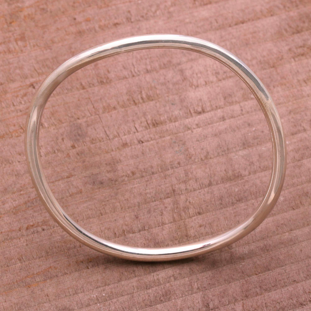 Polished Round Sterling Silver Bangle Bracelet - Simplicity in the Round