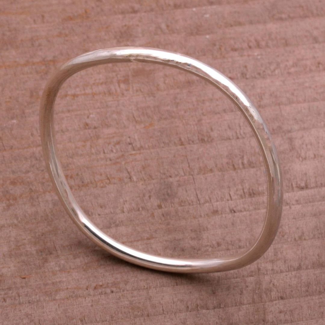 Polished Round Sterling Silver Bangle Bracelet - Simplicity in the Round