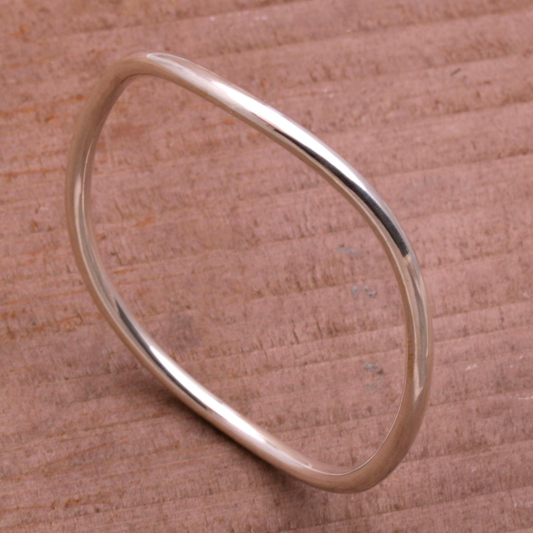 Polished Round Sterling Silver Bangle Bracelet - Simplicity in the Round