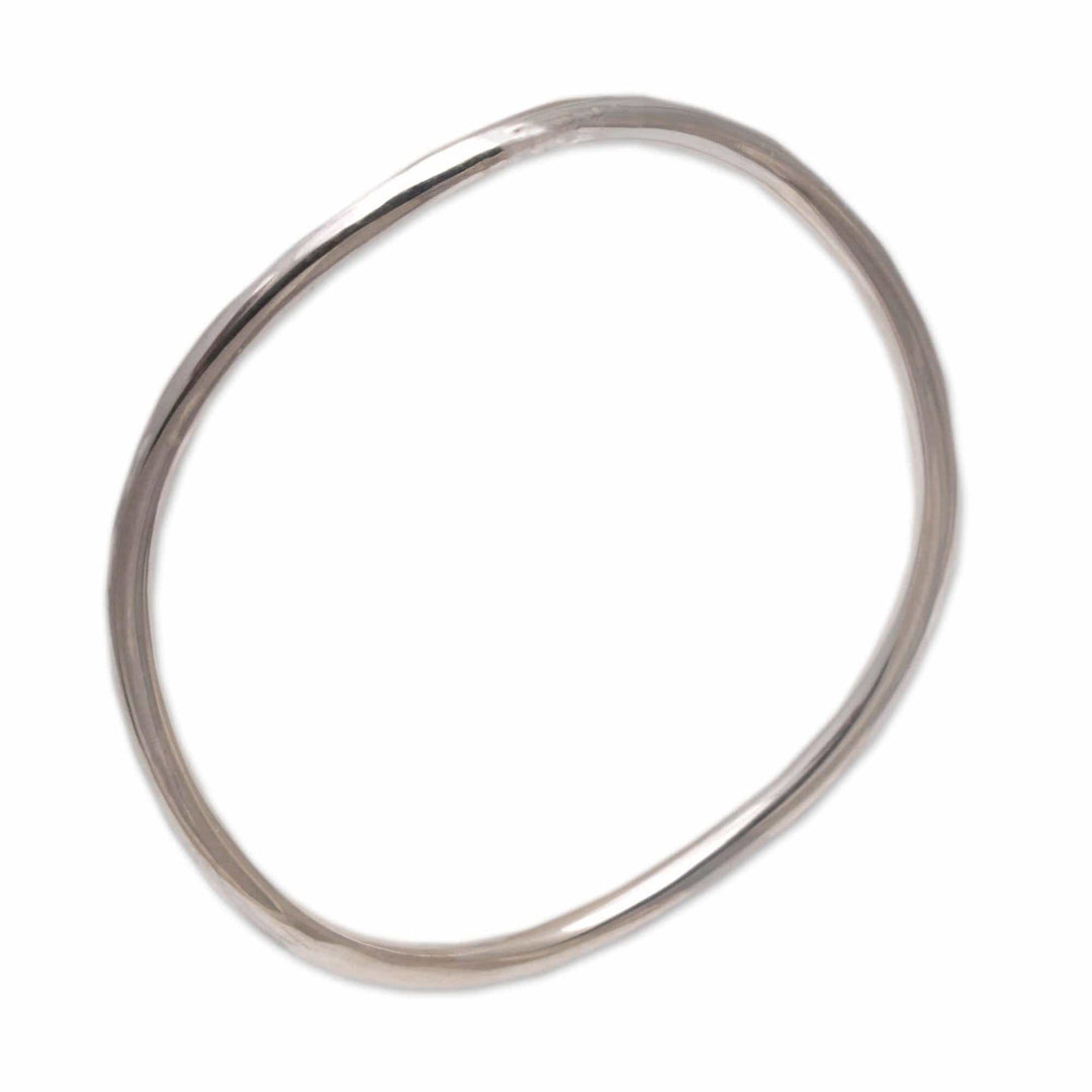 Polished Round Sterling Silver Bangle Bracelet - Simplicity in the Round