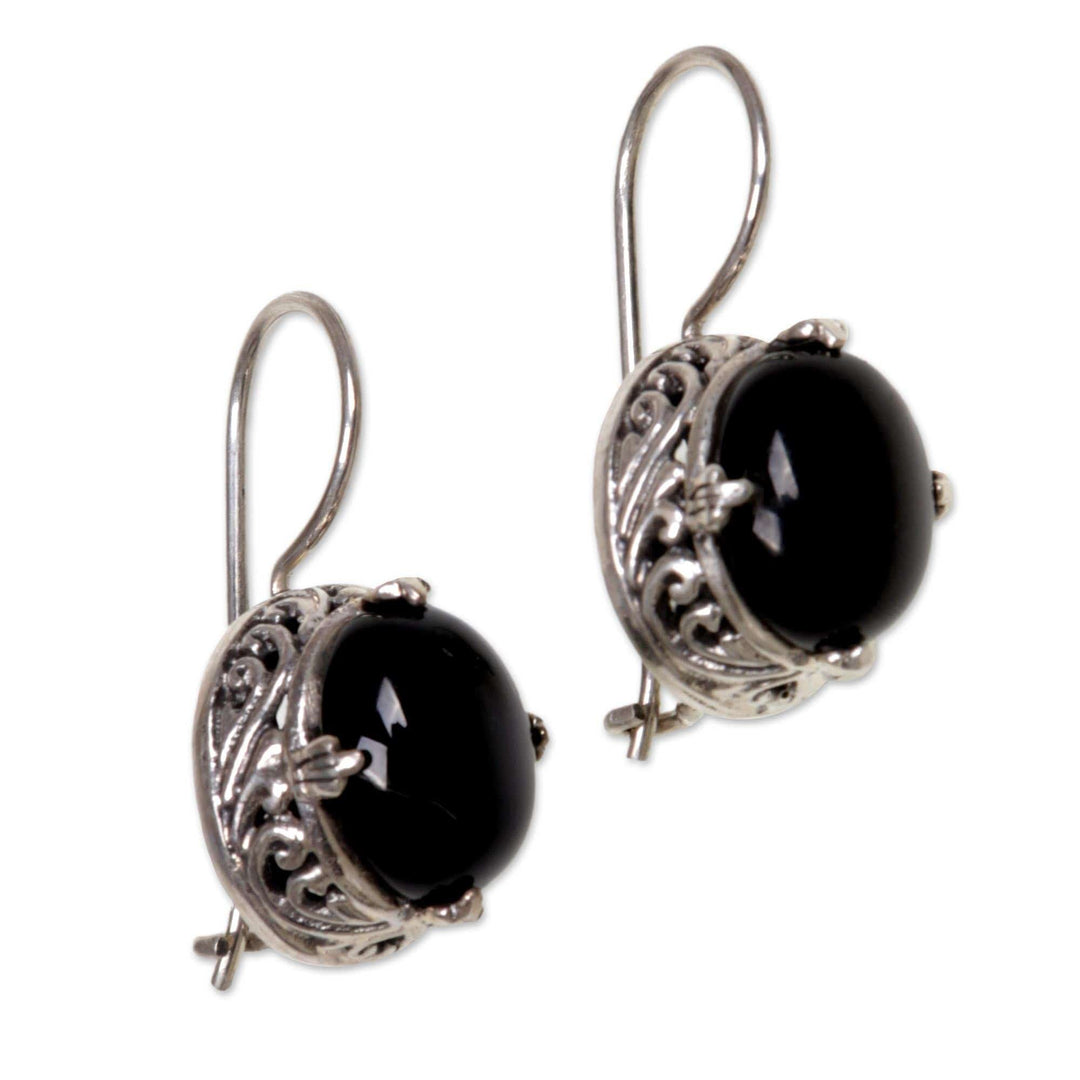 Onyx Sterling Silver Drop Earrings - Angelic Aura