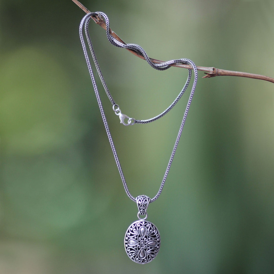 Floral Sterling Silver Pendant Necklace - Jasmine Flower