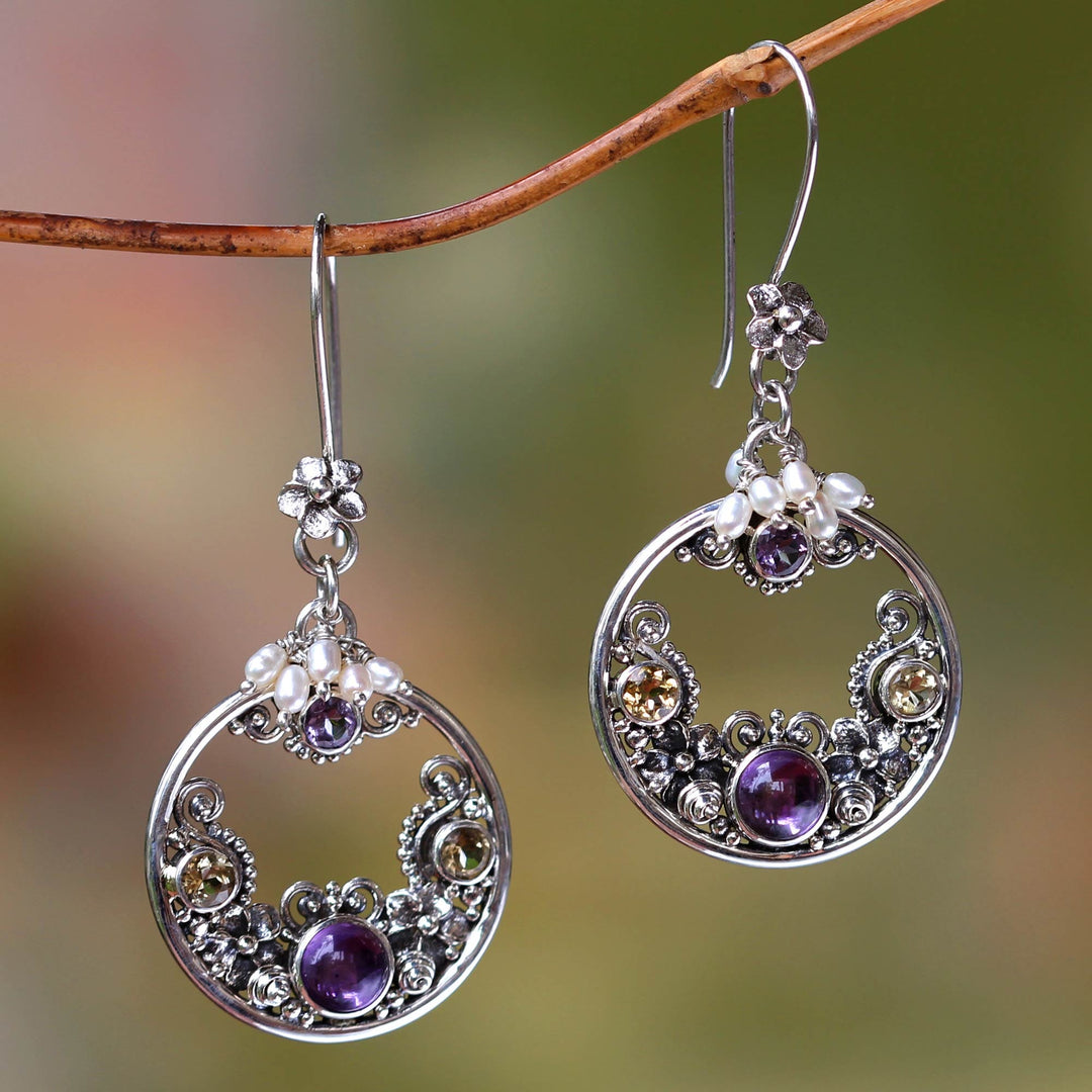 Pearl and Amethyst Earrings from Artisan - Frangipani Moons