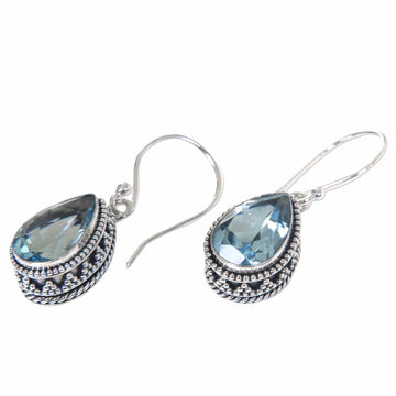 Blue Topaz and Sterling Silver Earrings - Sparkling Dew
