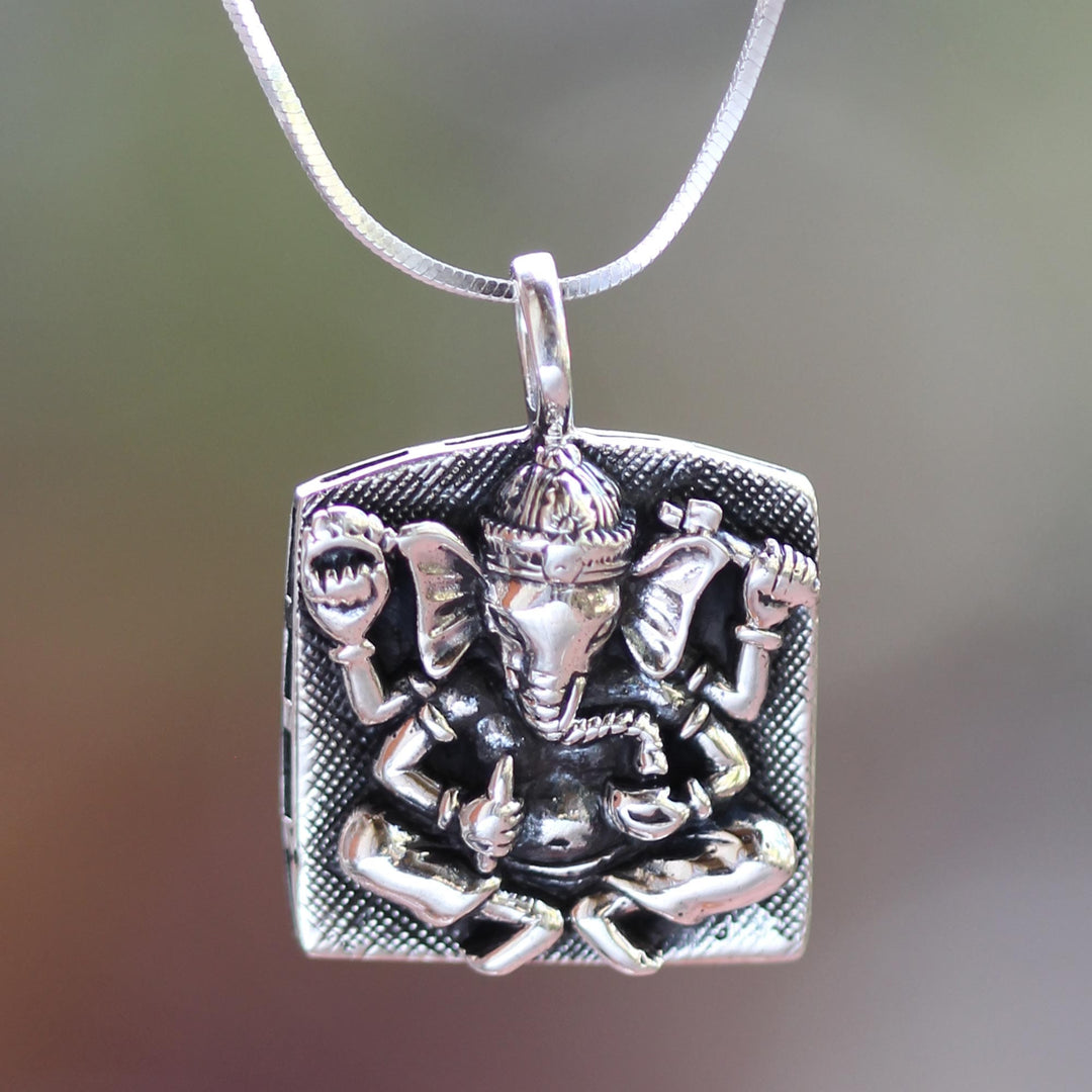 Sterling Silver Ganesha Necklace - Ganesha in Meditation