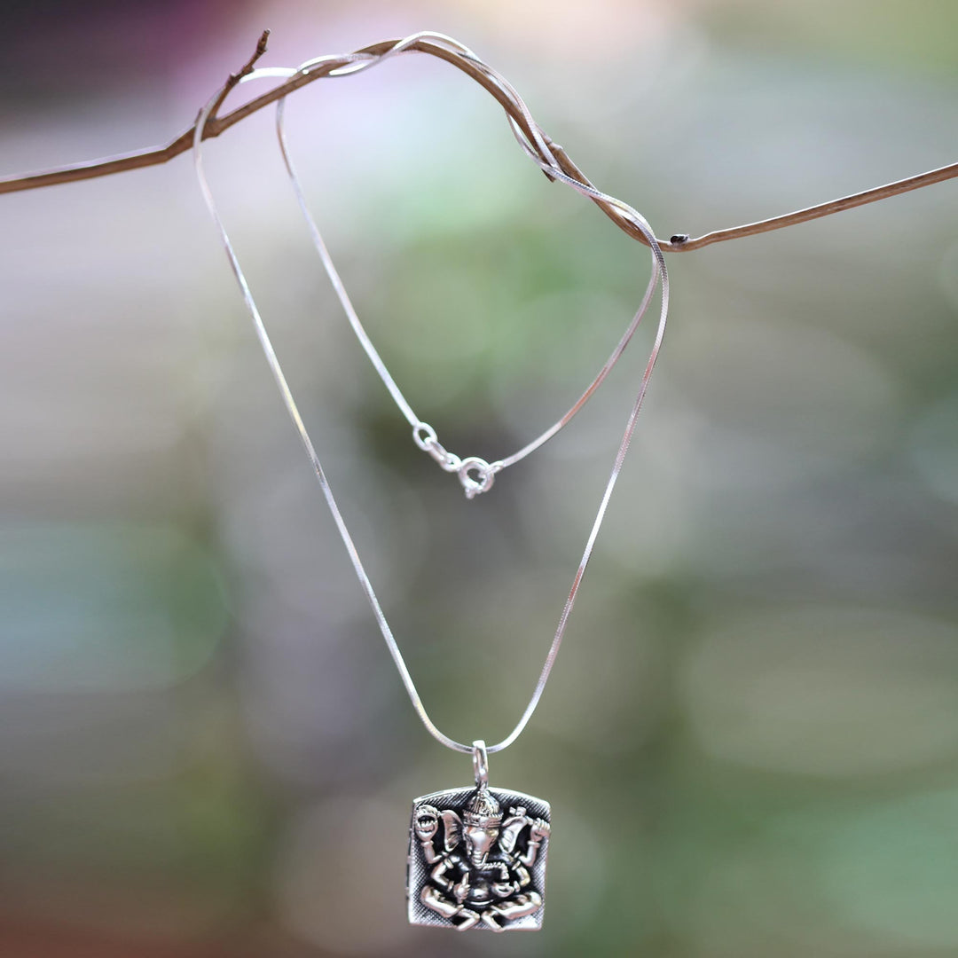 Sterling Silver Ganesha Necklace - Ganesha in Meditation