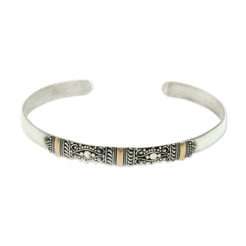 Silver Bracelet with 18k Gold Accents - Vine Tendrils