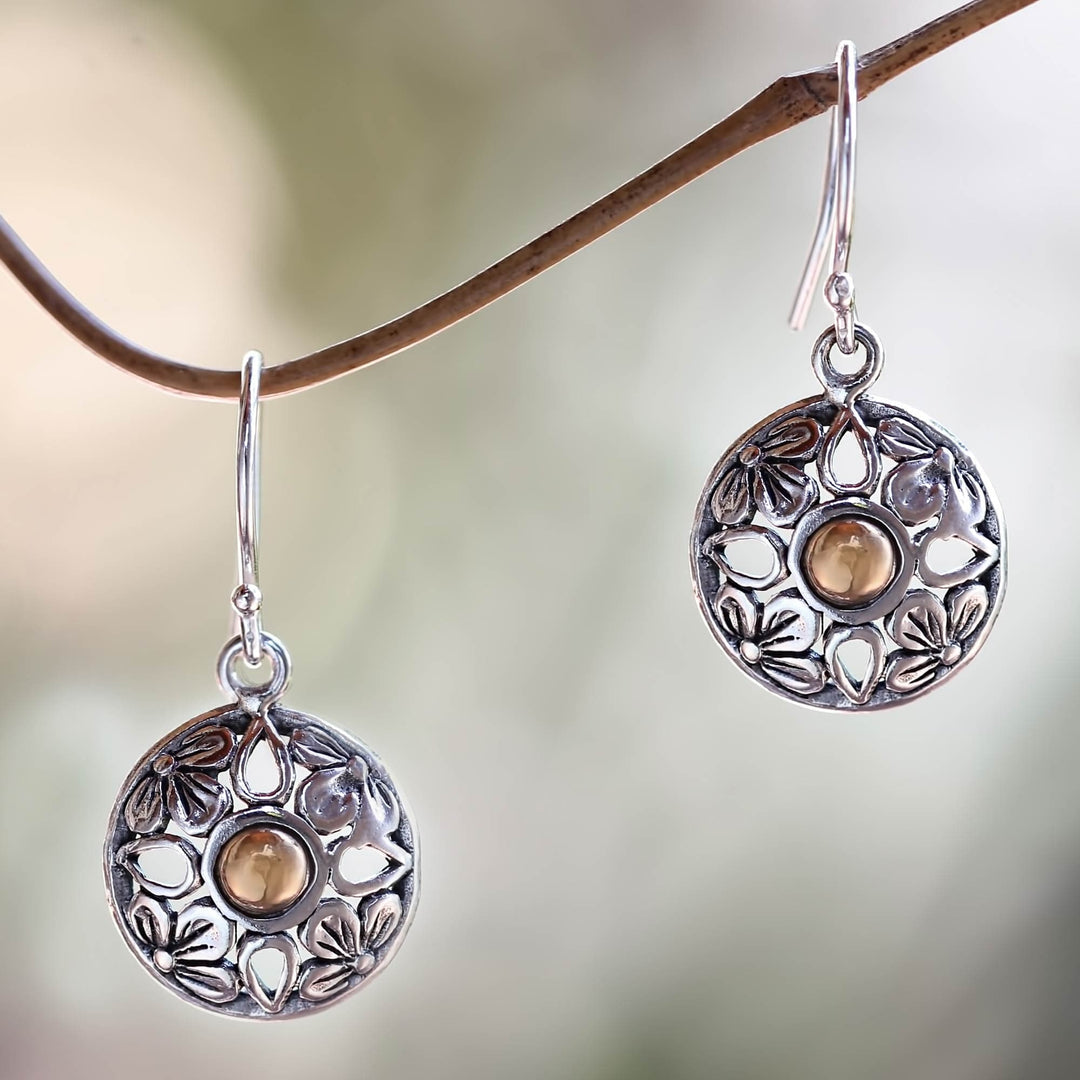 Gold accented floral earrings - Golden Plumeria