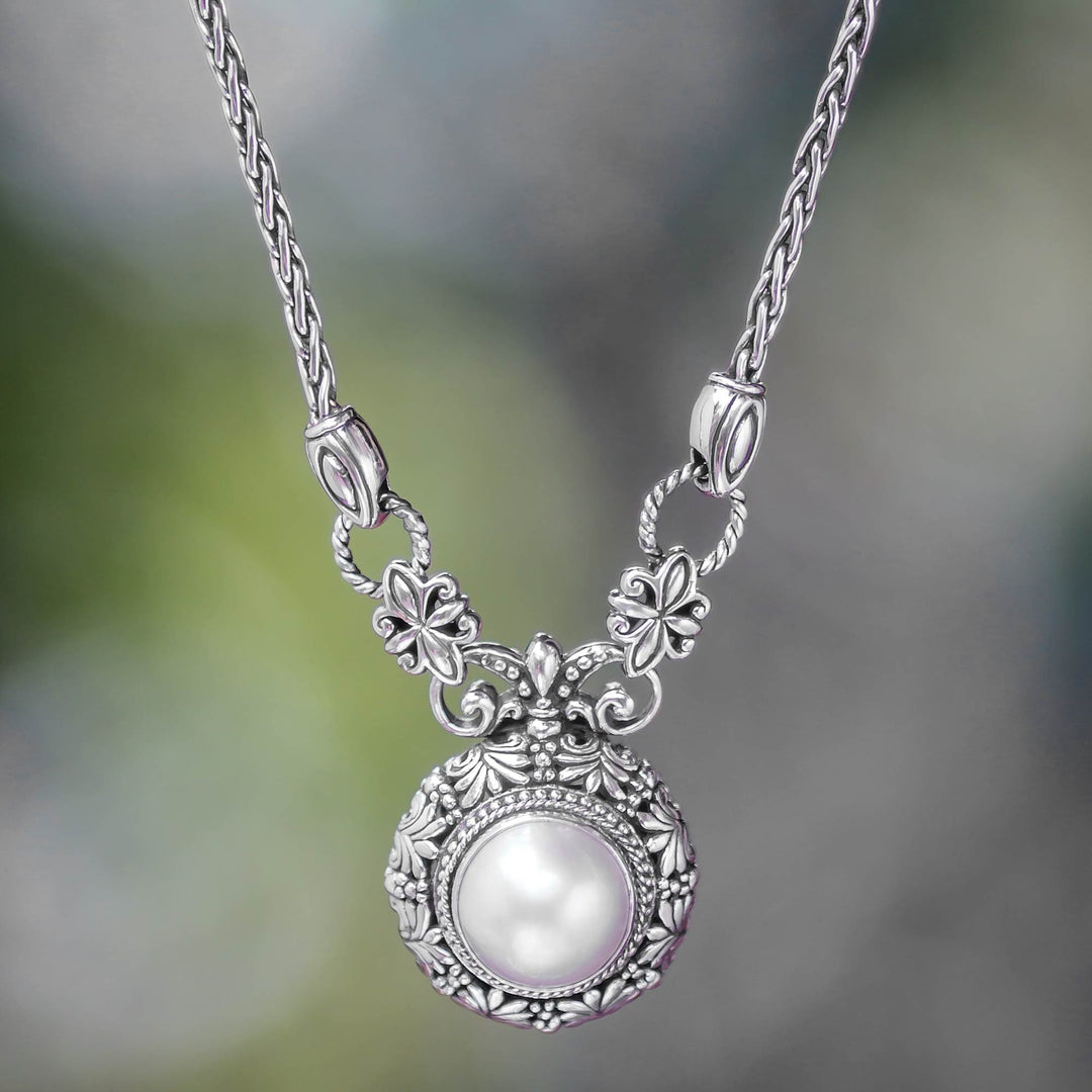 Cultured Pearl and Sterling Silver Pendant Necklace - Hapsari
