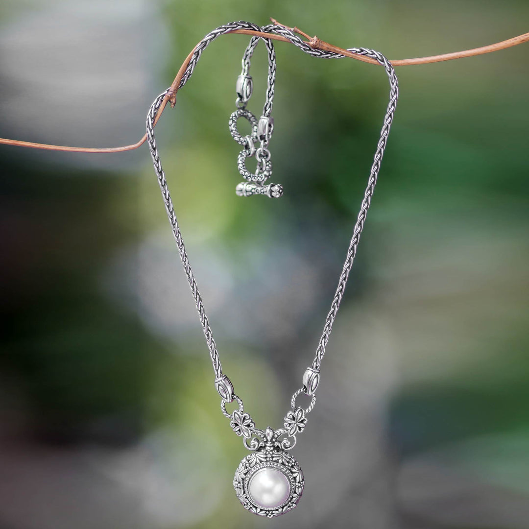 Cultured Pearl and Sterling Silver Pendant Necklace - Hapsari