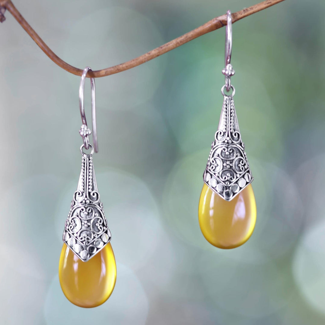 Sterling Silver and Yellow Chalcedony Earrings - Puncak Jaya in Yellow