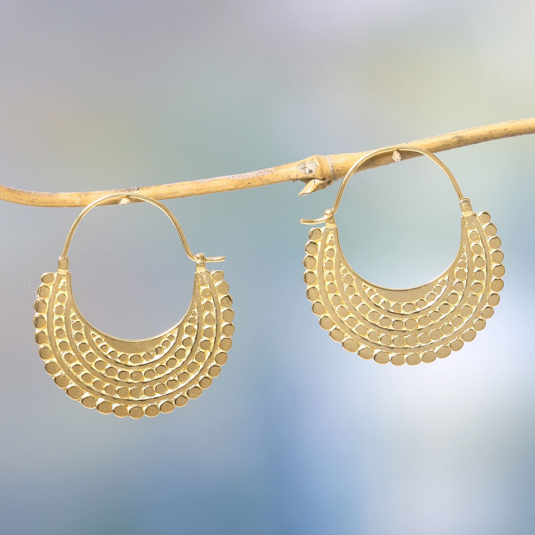 22k Gold Plated Hoop Style Earrings - Golden Crescent