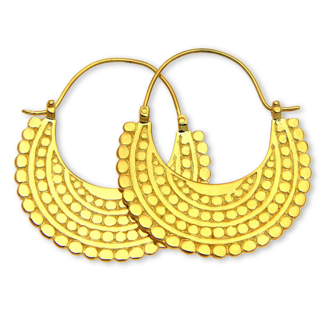 22k Gold Plated Hoop Style Earrings - Golden Crescent