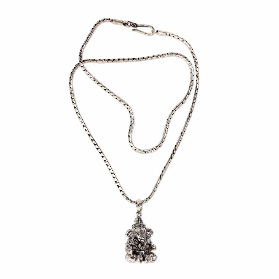 Sterling Silver Hindu Pendant Necklace - Lord Ganesha