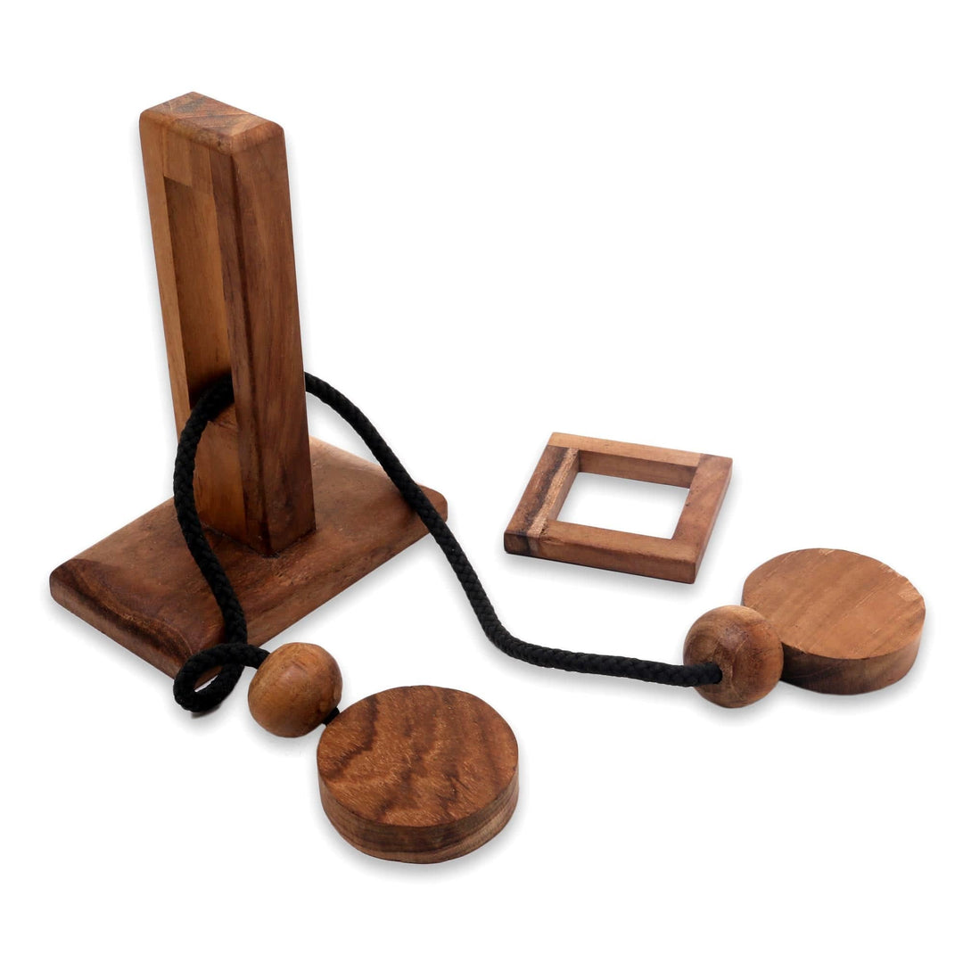 Natural Teak Wood Pub Game Style Puzzle from Indonesia - Yogya Tower