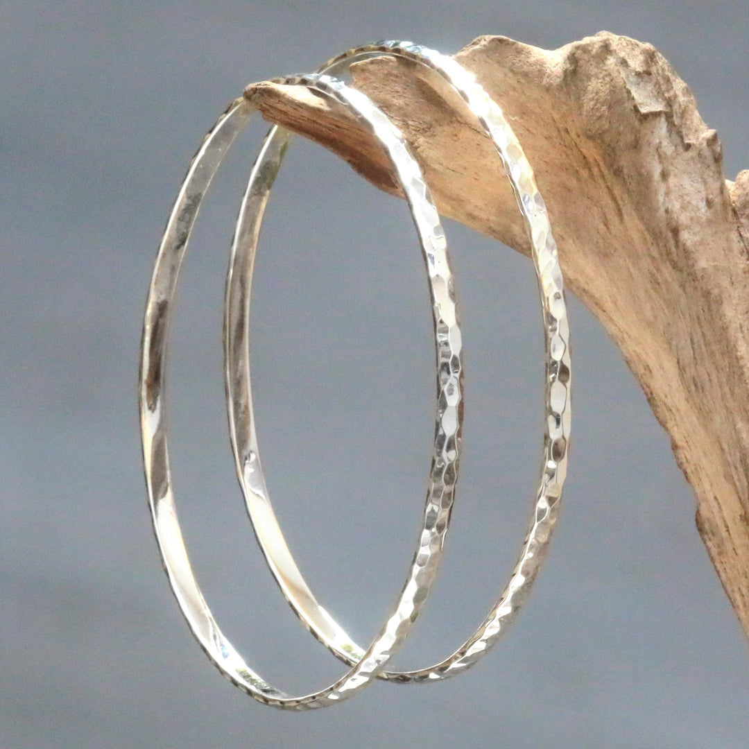 Women's Bangle Bracelets in Sterling Silver (Pair) - Sterling Circles