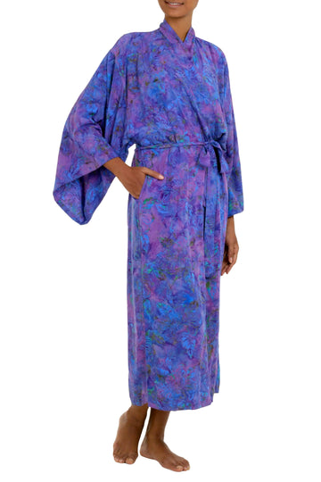 Purple Batik Rayon Robe - Purple Mist