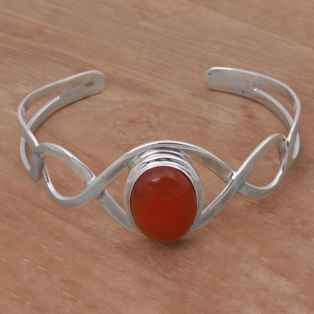 Carnelian and Sterling Silver Cuff Bracelet - DNA in Scarlet