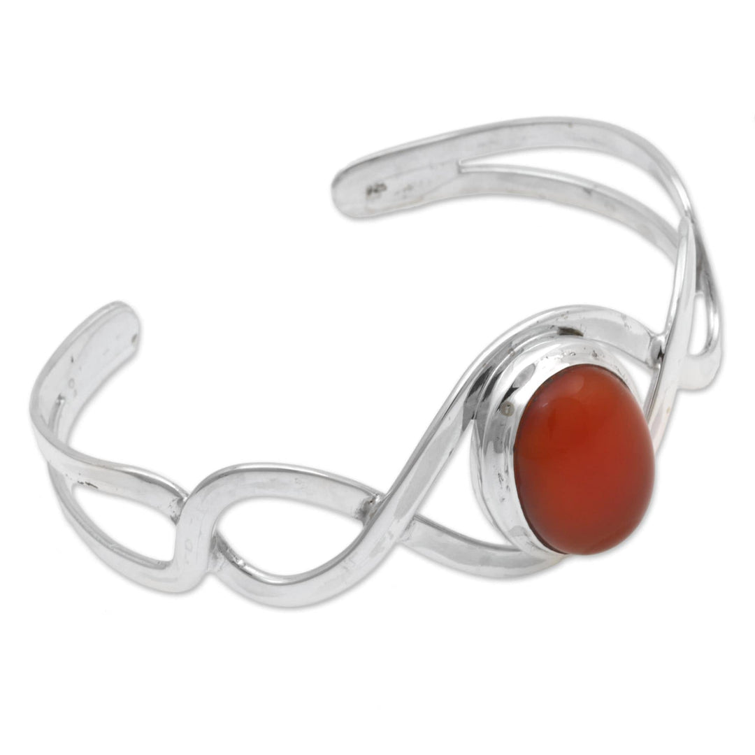 Carnelian and Sterling Silver Cuff Bracelet - DNA in Scarlet