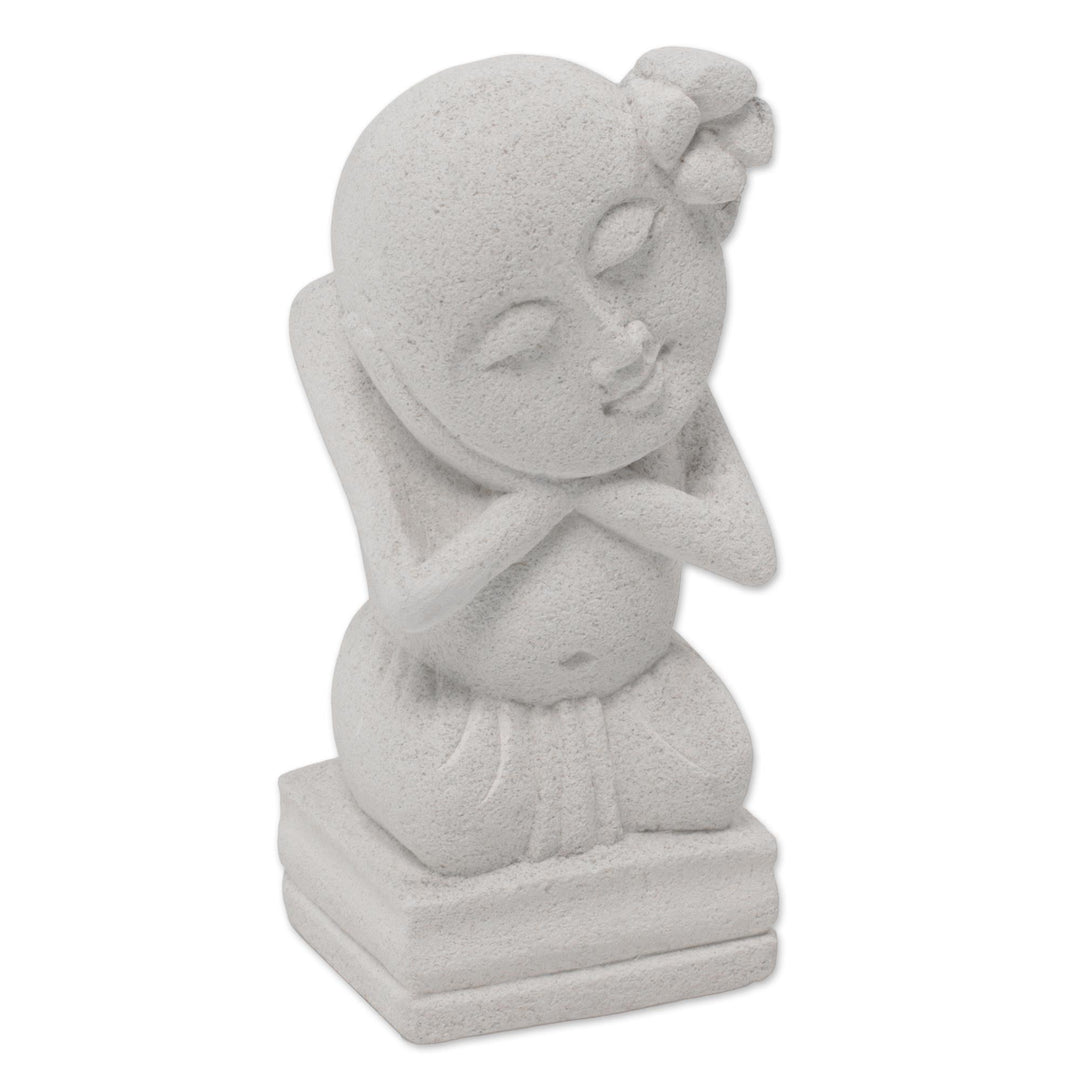 Handmade Sandstone Sculpture from Indonesia - Dreaming Child