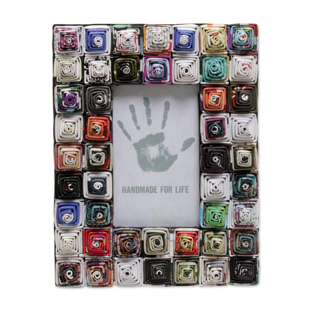 3x5 Recycled Paper Photo Frame with Multicolored Squares - Square Shrines