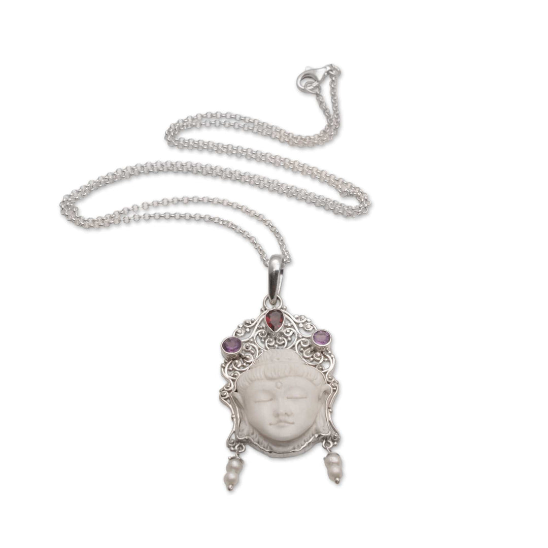 Multi-Gemstone Sterling Silver Buddha Necklace - Buddha's Earrings