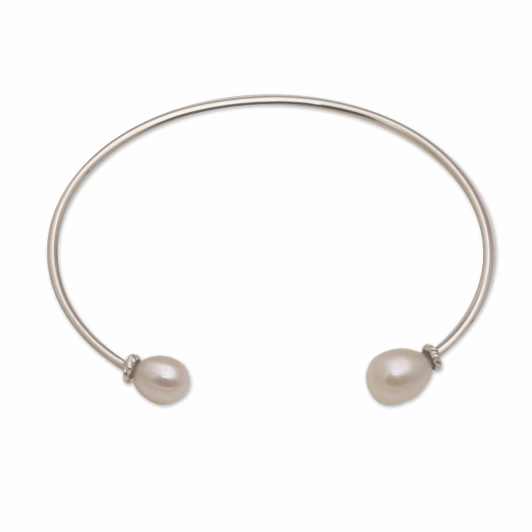 Cultured Freshwater Pearl Sterling Silver Cuff Bracelet - Moonlight Ends